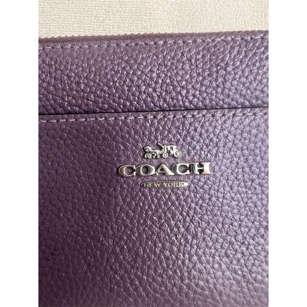 Coach Women's Purple Zip-Around Wallet Pebble Leather - Picture 2 of 9